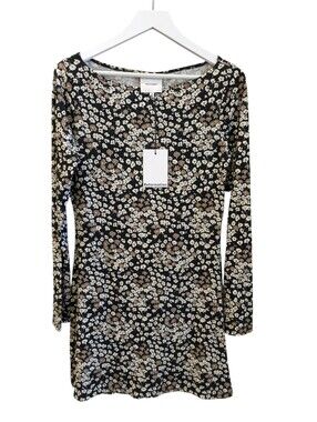 NEW Reformation Jaelynn Juno Knit Mini Dress Medium Ditsy Floral Long Sleeve